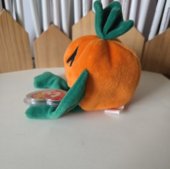 Ty 1998 pumpk'n the pumpkin beanie baby jack-o-lantern tag with cover orange 90s - Picture 7 of 16